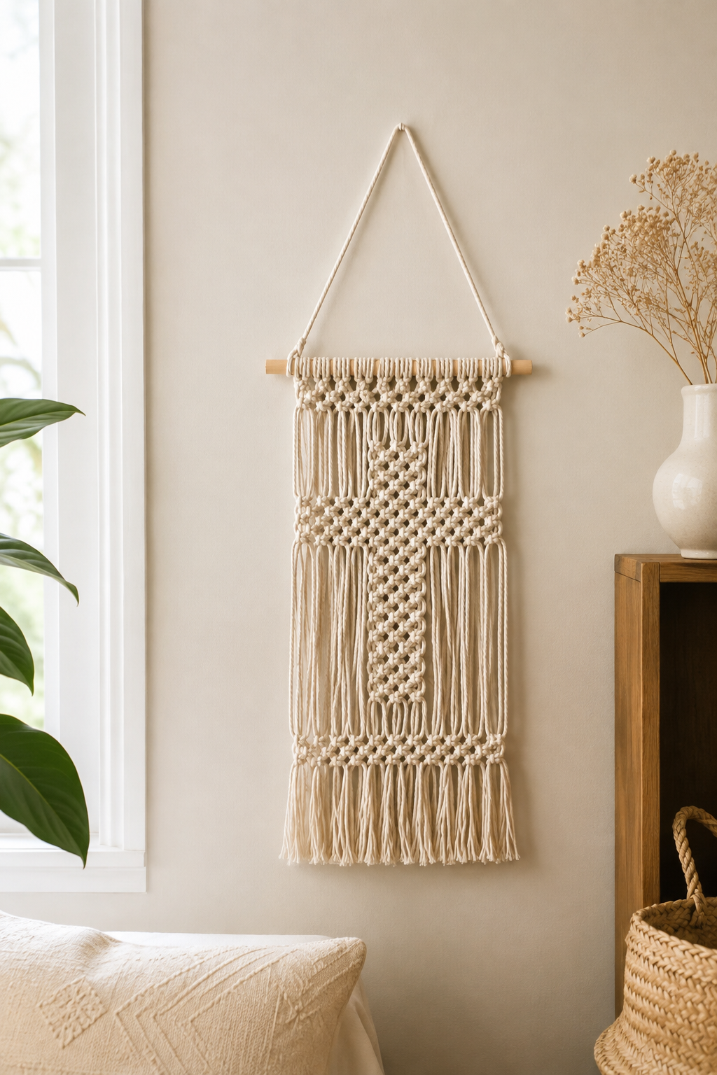 Haven Macramé Cross Hanging