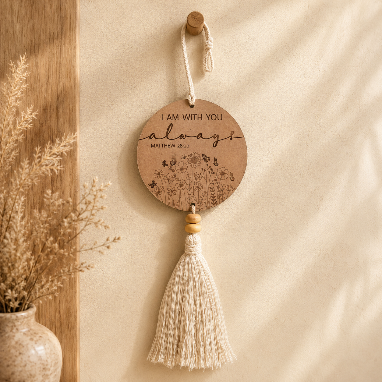 Inspirational Wooden Macrame Hanging